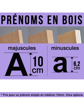 Prénom découpé en bois décoration de hauteur 10 cm