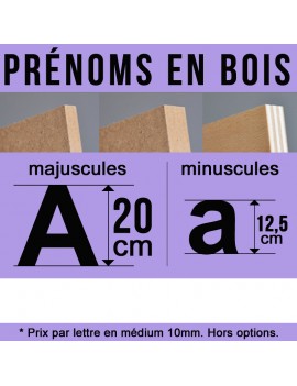 Prénom découpé en bois décoration de hauteur 20 cm