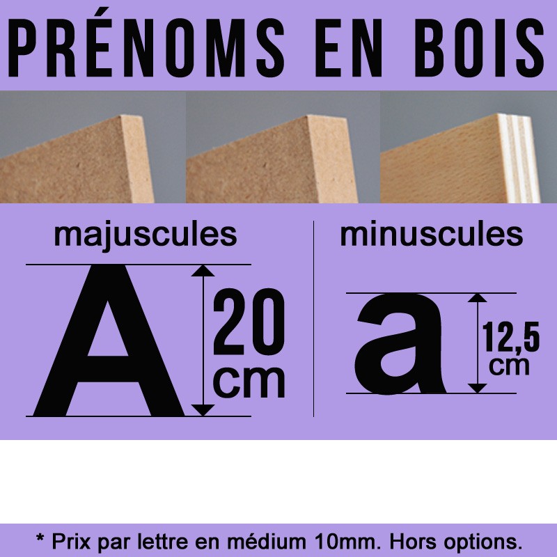 Prénom découpé en bois décoration de hauteur 20 cm