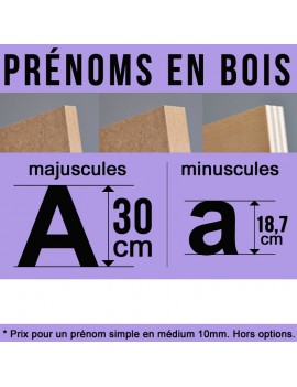 Prénom découpé en bois décoration de hauteur 30 cm