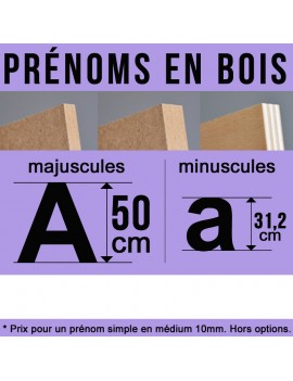 Prénom découpé en bois décoration de hauteur 50 cm
