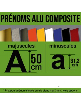 Prénom découpé en alu-composite décoration de hauteur 50 cm