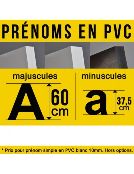Prénom découpé en PVC décoration de hauteur 60 cm
