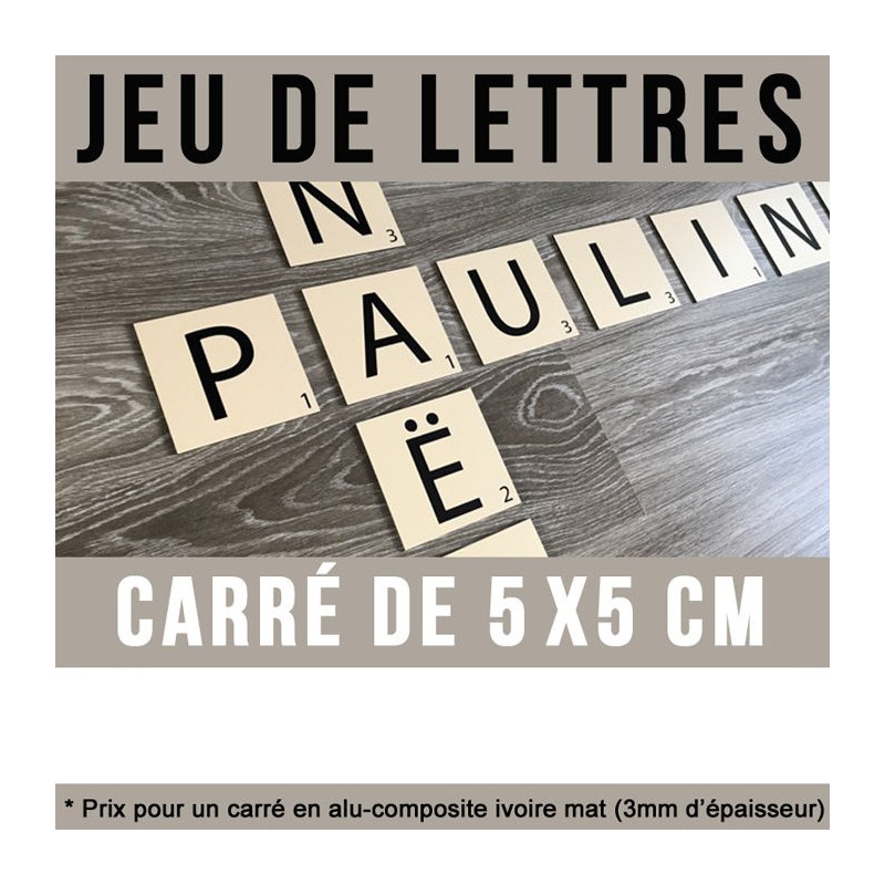 Jeu de lettres en carré de 5 x 5 cm