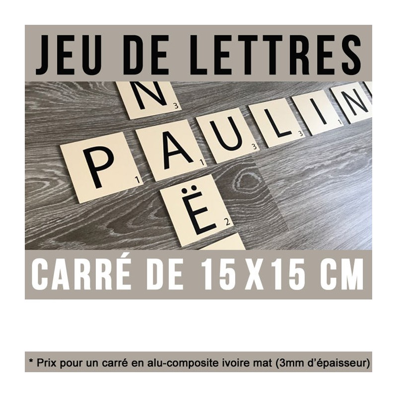 Jeu de lettres en carré de 15 x 15 cm