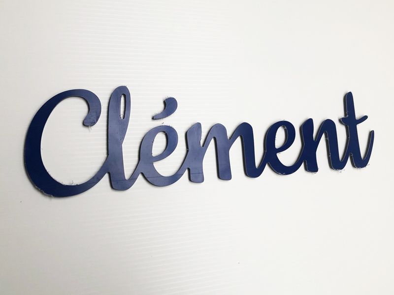 Prénom alu en lettres attachées pour Clément