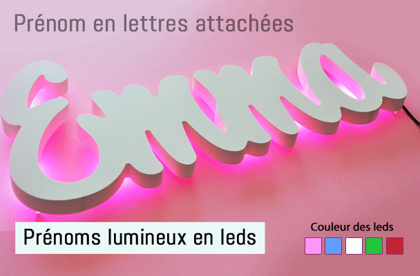 Prénoms découpés lumineux à leds