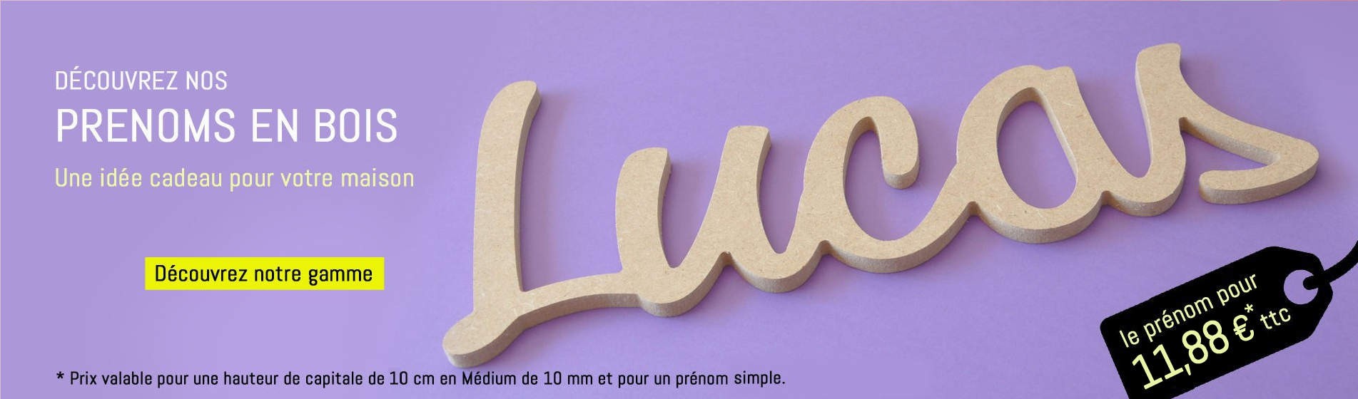 Prénoms découpés en bois à partir de 11,88€ ttc